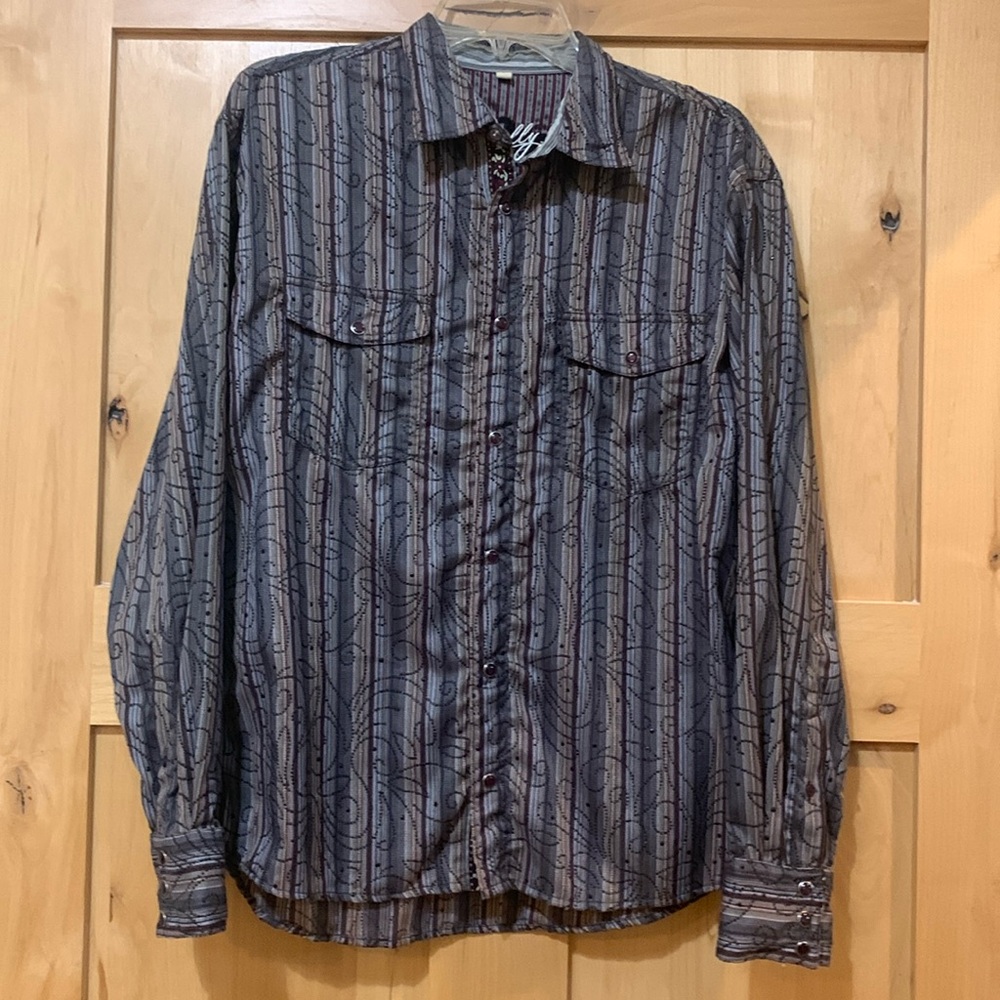 Scully Raised Pattern Pearl Snap‎ Button Shirt Sz Small